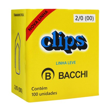 Clips Para Papel Bacchi Nº2/0 C/100 Unidade