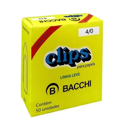 Clips Para Papel Bacchi Nº4/0 C/50 Unidade