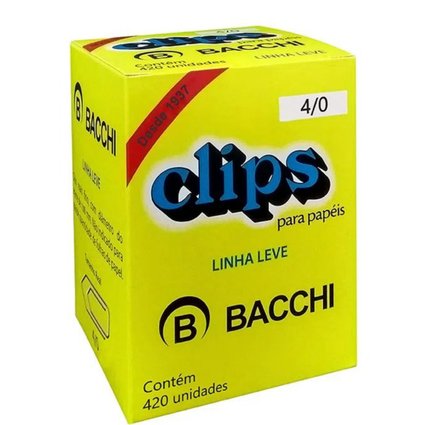 Clips Para Papel Bacchi Nº 4/0 Caixa Grande