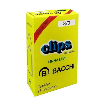 Clips Para Papel Bacchi Nº 8/0 C/25 Unidade