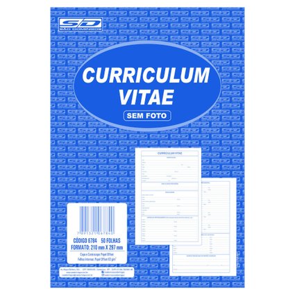 Bloco Curriculum Vitae C/50 Folhas Simples