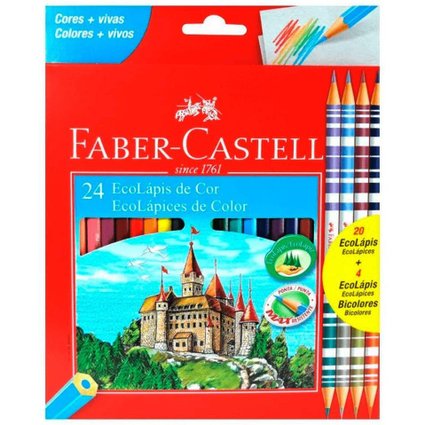 Lápis De Cor Faber Castell 24 Cores + 4 Bicolor