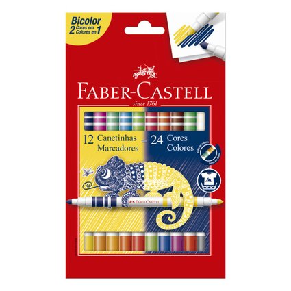 Caneta Hidrocor Faber Castell Bicolor 12/24 Cores
