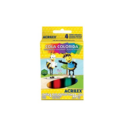 Cola Colorida Acrilex C/4 Cores