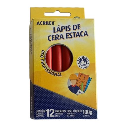 Lápis Estaca Acrilex C/12 Vermelho 507