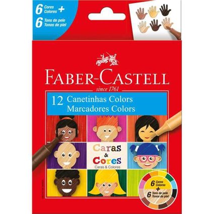 Caneta Hidrocor Faber Castell Caras E Cores C/12