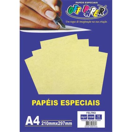 Papel Feltro Off Paper A4 C/10 Folhas Creme