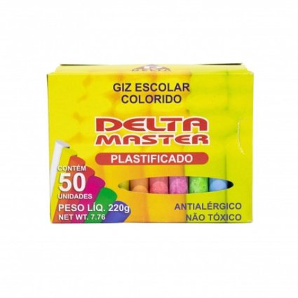 Giz Escolar Delta Plastificado C/50 Color