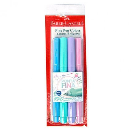 Caneta Faber-castell Finepen Tons Pasteis C/4cores