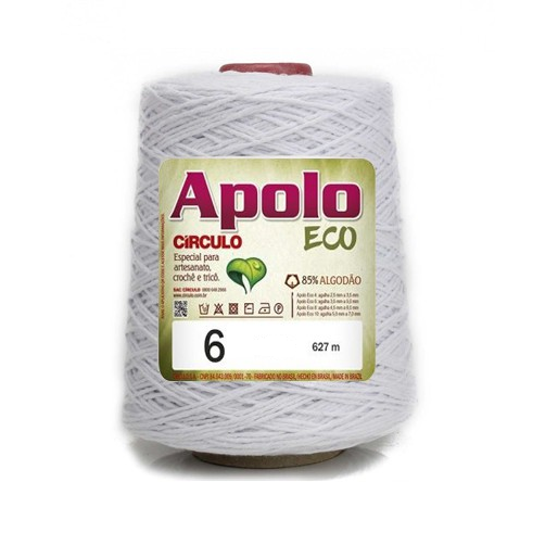 Barbante Algodão Apolo Eco 6 Colorido Cor 8001 Branco Unico