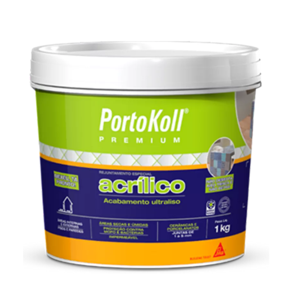 Rejunte Acrílico Porto Koll 1kg - Cinza Platina — foto 2