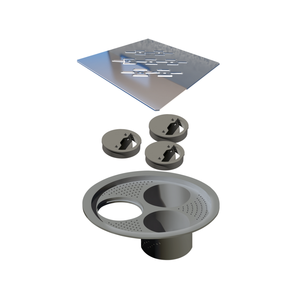Grelha para Caixa Sifonada Elleve 4025 15x15cm Quadrada Inox Polido