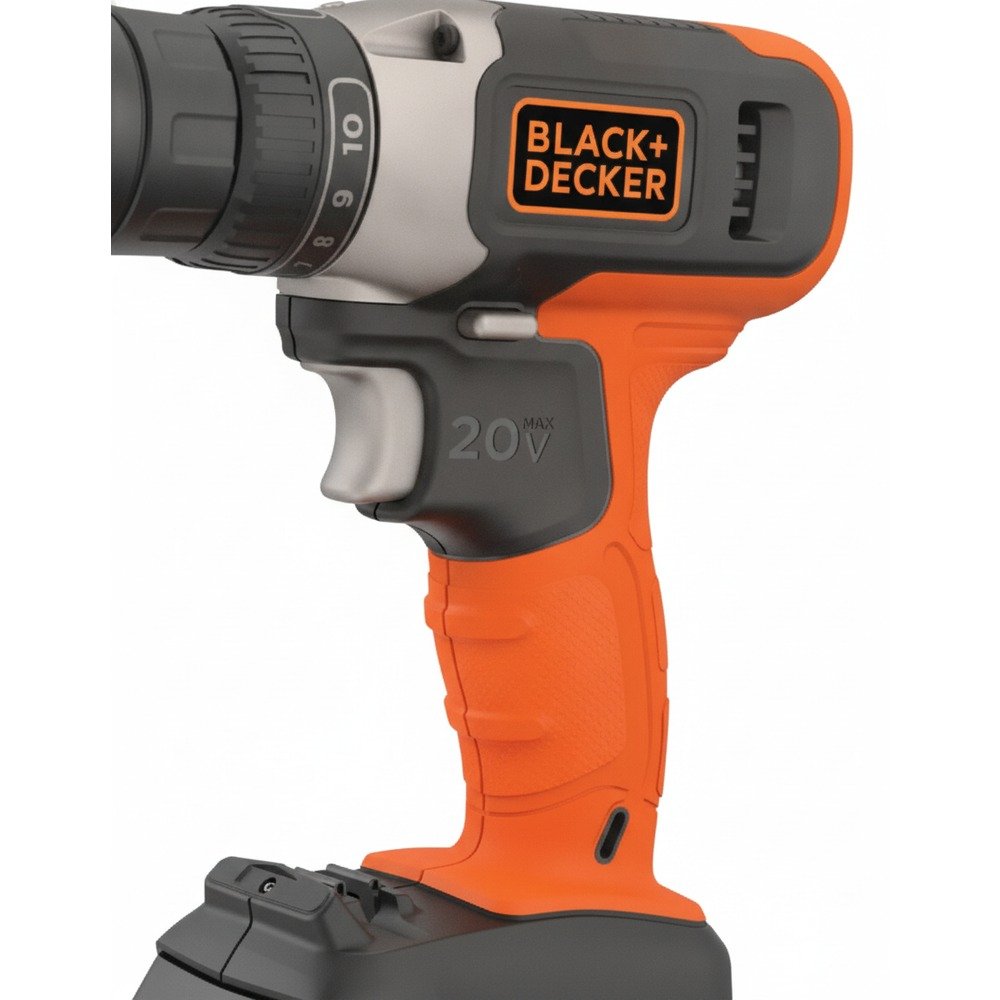 Parafusadeira e Furadeira BLACK+DECKER BCD702C1 20V Preta e Laranja — foto 2