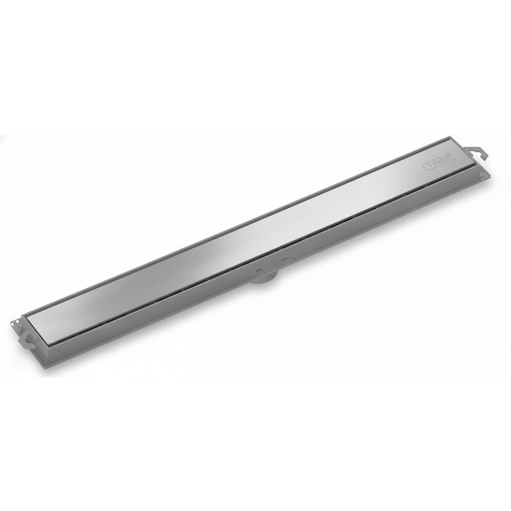 Ralo Linear Tigre Flat 90 cm Corpo Cinza com Grelha em Aço Inox — foto 1