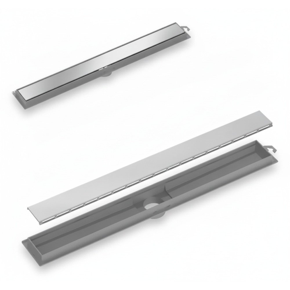 Ralo Linear Tigre Flat 90 cm Corpo Cinza com Grelha em Aço Inox — foto 2
