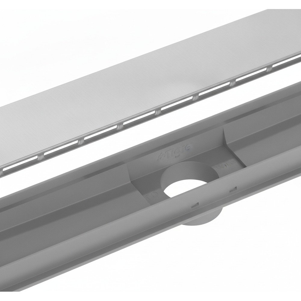 Ralo Linear Tigre Flat 90 cm Corpo Cinza com Grelha em Aço Inox — foto 3