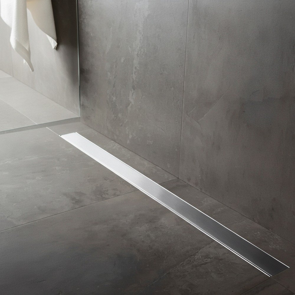 Ralo Linear Tigre Flat 90 cm Corpo Cinza com Grelha em Aço Inox — foto 4