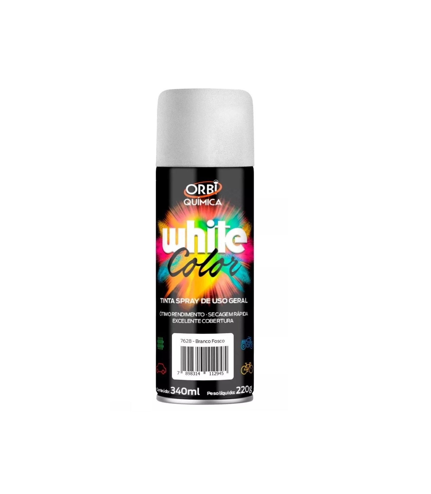 Tinta Spray 340ml/190g Branco Fosco Orbispray
