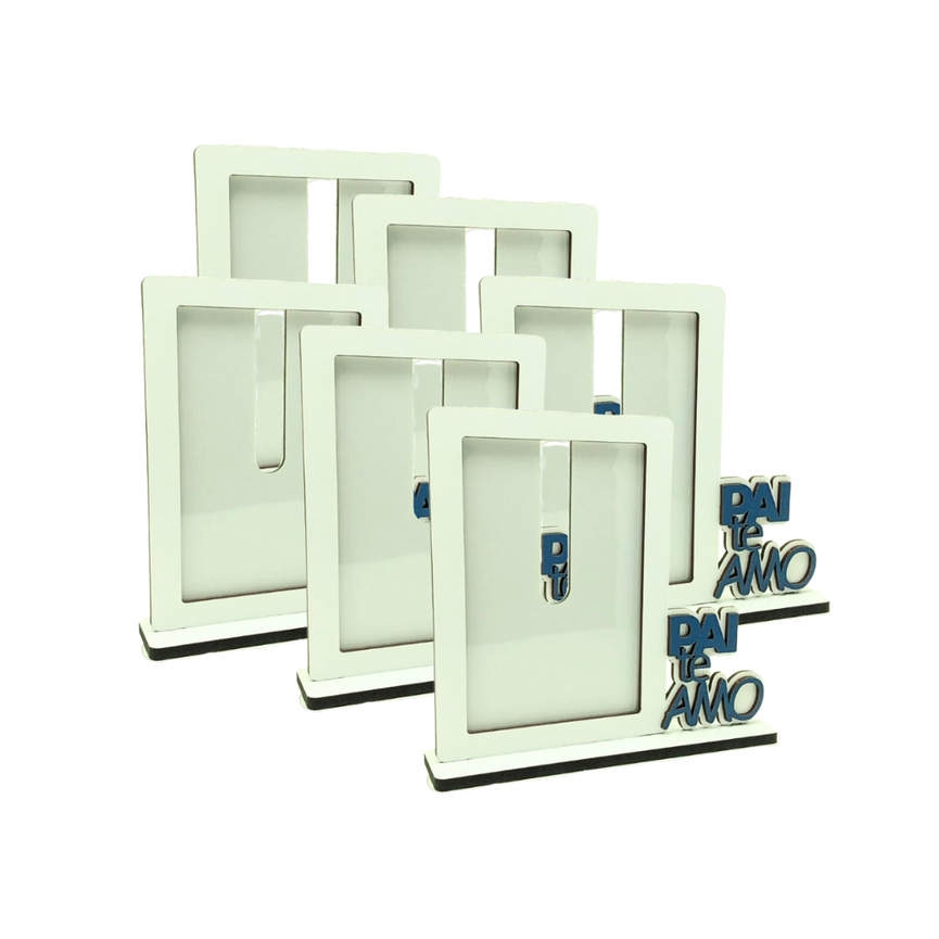 01 porta retrato pai em mdf 6 unidades vertical branca