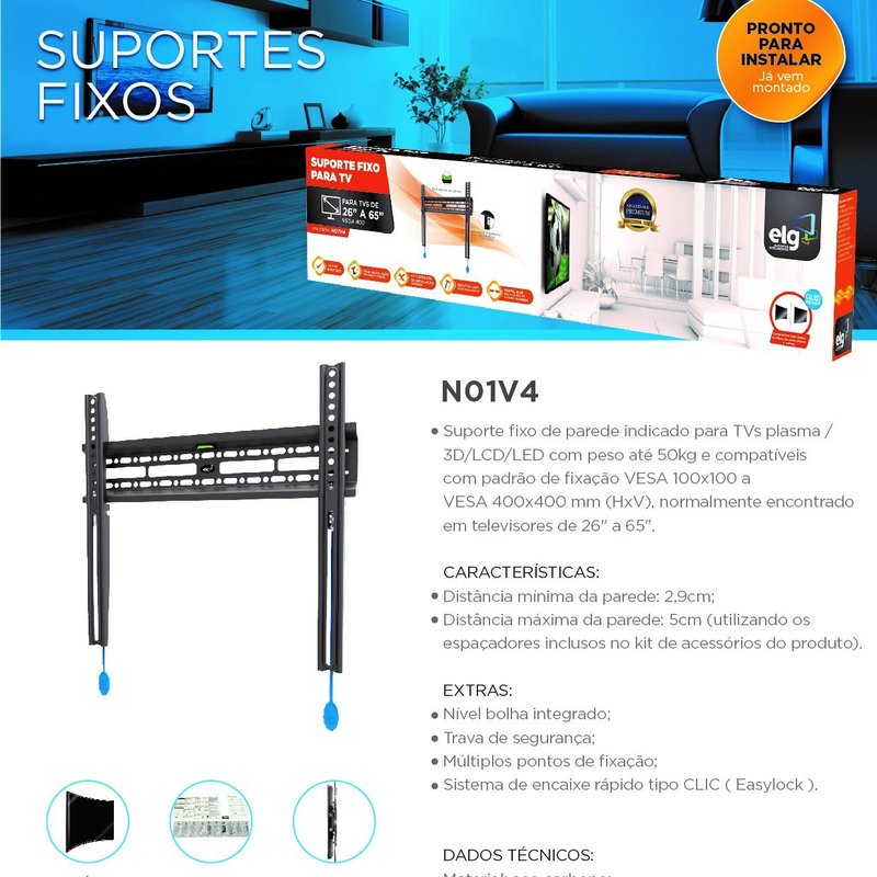 Suporte para TV LCD LED Plasma de 32 a 65 N01V4 ELG