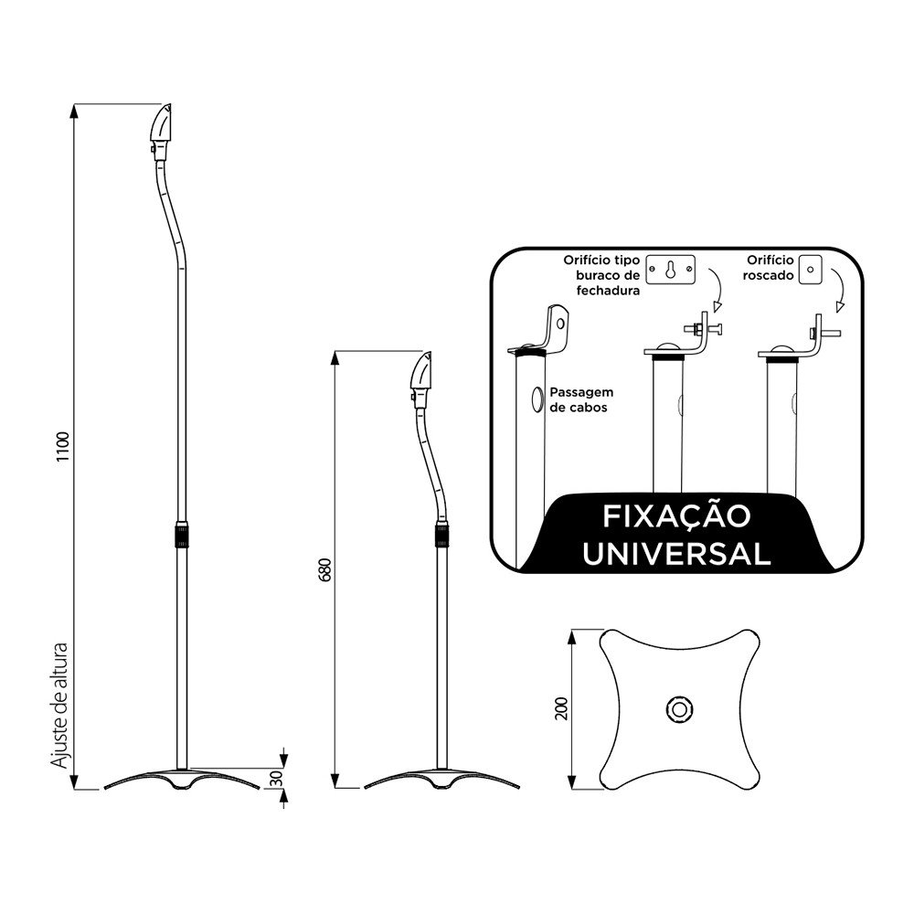 Pedestal para Home Theater SR11 ELG Preto