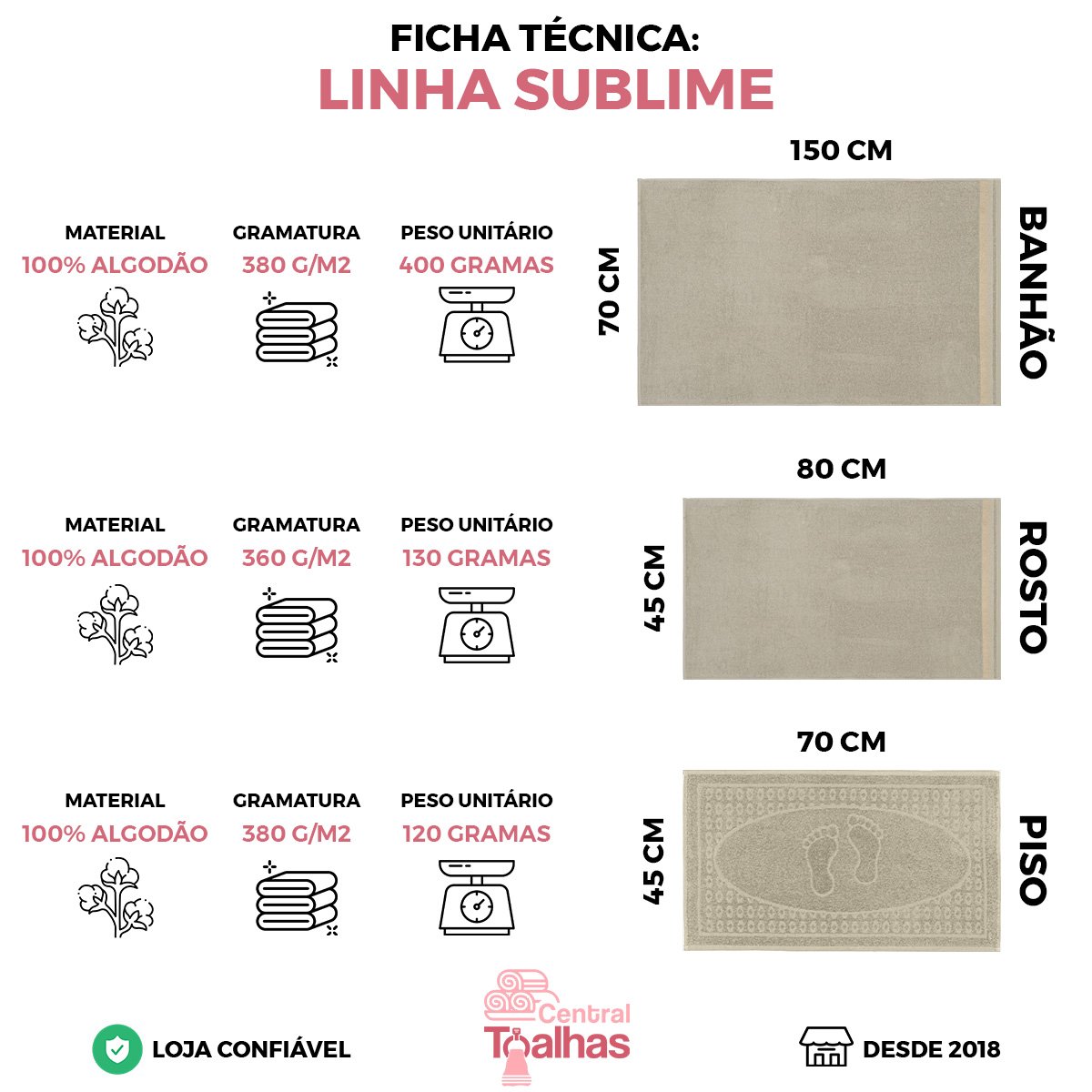 Jogo de Toalhas Gigante 5 Peças 400g 100% Algodão Sublime Gris + Terracota