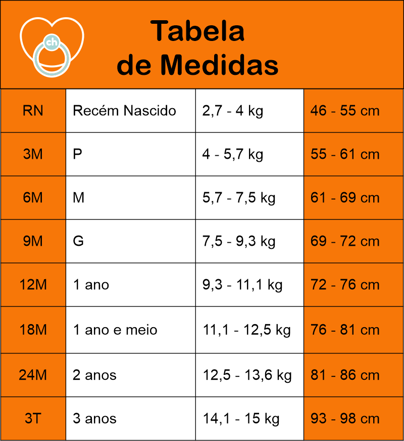 Tabela de medidas Tabela de medidas