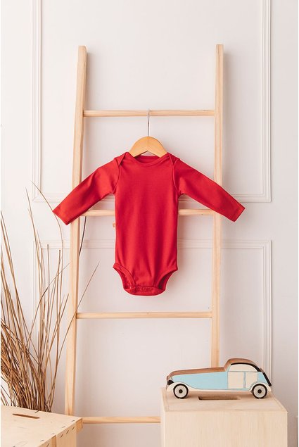 Body Bebê Manga Longa vermelho Chiliquenta Baby 100% algodão