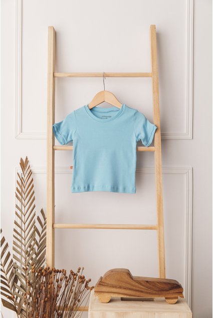 Camiseta Básica Manga Curta Bebê azul claro Chiliquenta Baby 100% algodão