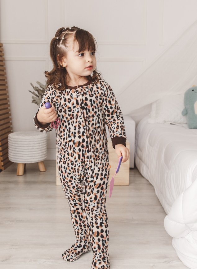 Macacão Ziper Fleece Chiliquenta Baby Animal Print Macacão Ziper Fleece Chiliquenta Baby Animal Print
