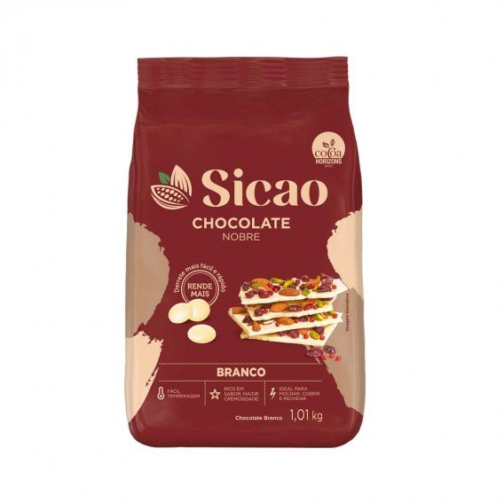 Chocolate nobre branco gotas 1 01kg sicao