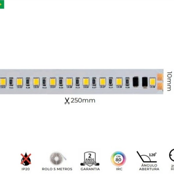 Fita LED 220V COB, 640Led/m, 15W/m, corte 12,5cm, 1 metro. regulável Triac,  Branco quente 2700K, Regulable - Fitas LED e Neon - Fitas Led 220V AC -  Ledthink