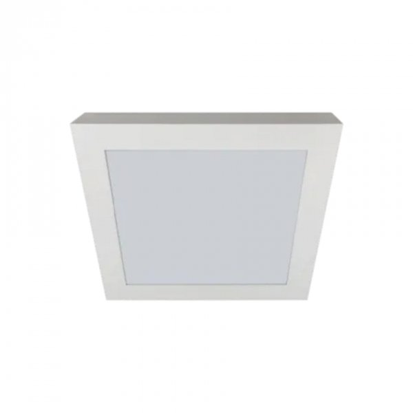 luminaria de sobrepor led quadrado 3000k 38w bivolt 50x50x5cm acrilico metal e aluminio branco romalux 80062