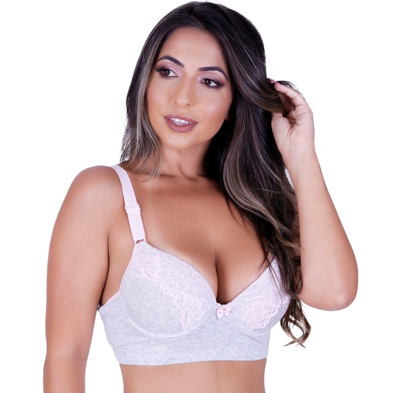 Sutiã Plus Size com Bojo Feminino Clamar em Viscolycra Mescla 1636 Sutiã Plus Size com Bojo Feminino Clamar em Viscolycra Mescla 1636