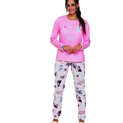 Pijama Longo Feminino Clamar em Suede - 5054