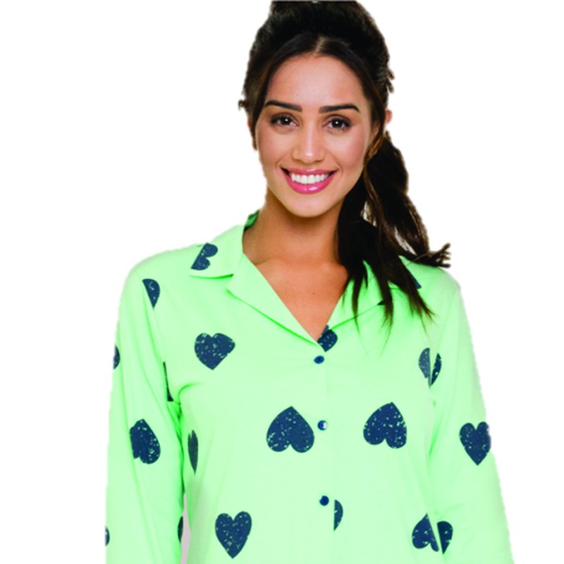 Camisola Manga Longa Botão Feminina Clamar Poliviscose - 4988 Camisola Manga Longa Botão Feminina Clamar Poliviscose - 4988