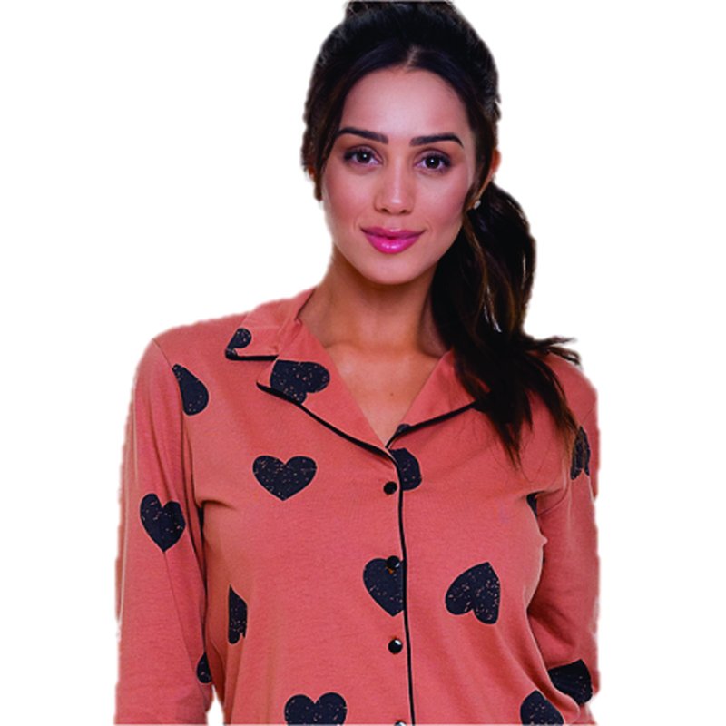 Pijama Longo Feminino Clamar de botão - 4989 Pijama Longo Feminino Clamar de botão - 4989