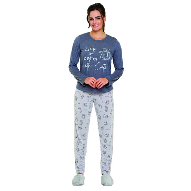 Pijama Longo Feminino Clamar Cat - 4989 Pijama Longo Feminino Clamar Cat - 4989