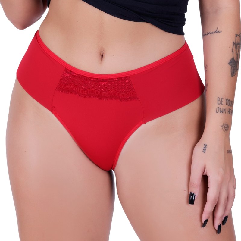 Calcinha Tanga com Lateral Dupla Feminina Clamar em Microfibra e Renda - 3328 Calcinha Tanga com Lateral Dupla Feminina Clamar em Microfibra e Renda - 3328