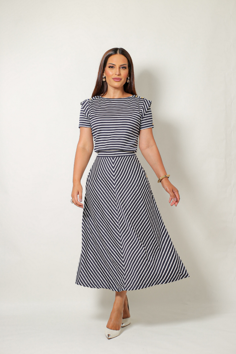 Conjunto Maxi Midi Listrado Elegance
