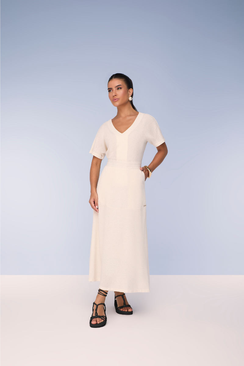 Conjunto Midi Malha Natural Off-White