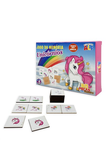 Jogo de Memoria Educativo Unicornio em Madeira +3 Anos - Ri Happy