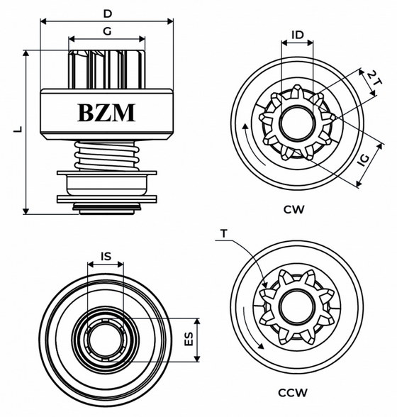 Bendix Impulsor Partida BZM0824 (1208) 10 Dentes Courier Fiesta