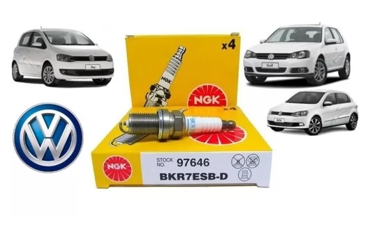 Jogo de Velas De Ignição Vw Gol Fox Crossfox Golf BKR7ESB-D NGK