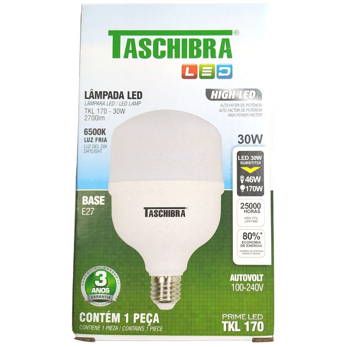 Lâmpada Taschibra High LED TKL 170 30W E27 Luz Branca 6500K