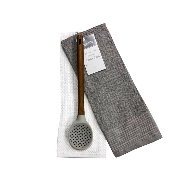 Kit Gourmet Corações Colher e Panos de Prato Kit Gourmet Corações Colher e Panos de Prato