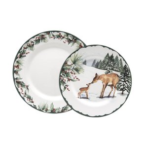 jogo prato lanche aquarelle bosque de inverno