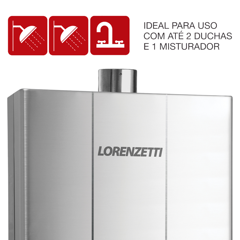 Aquecedor de Água a Gás Lorenzetti LZ 2000D-I Inox Digital GLP