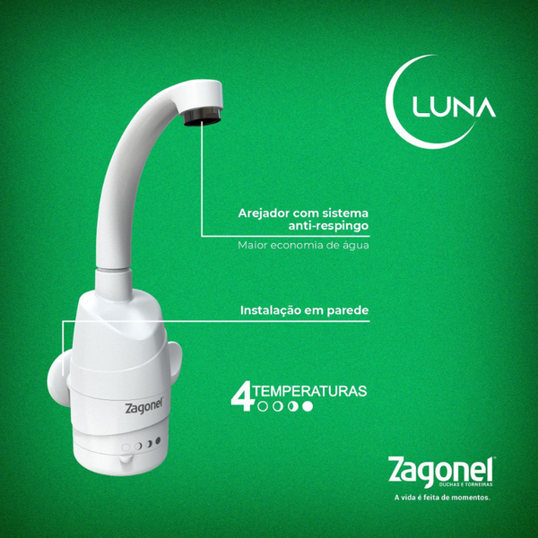 Torneira Zagonel Luna 4 Temperaturas Branca de Parede Branco 220V