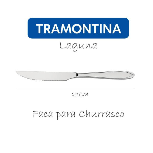 Conjunto Garfo E Faca Para Churrasco Laguna 24 Peças Inox